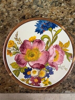 MacKenzie-Childs Wood-Effect Round Trivet with Pineapple Logo